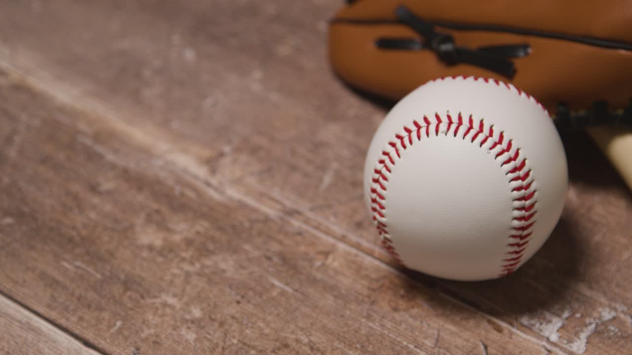 Free stock video Close up studio baseball still life with ball in
